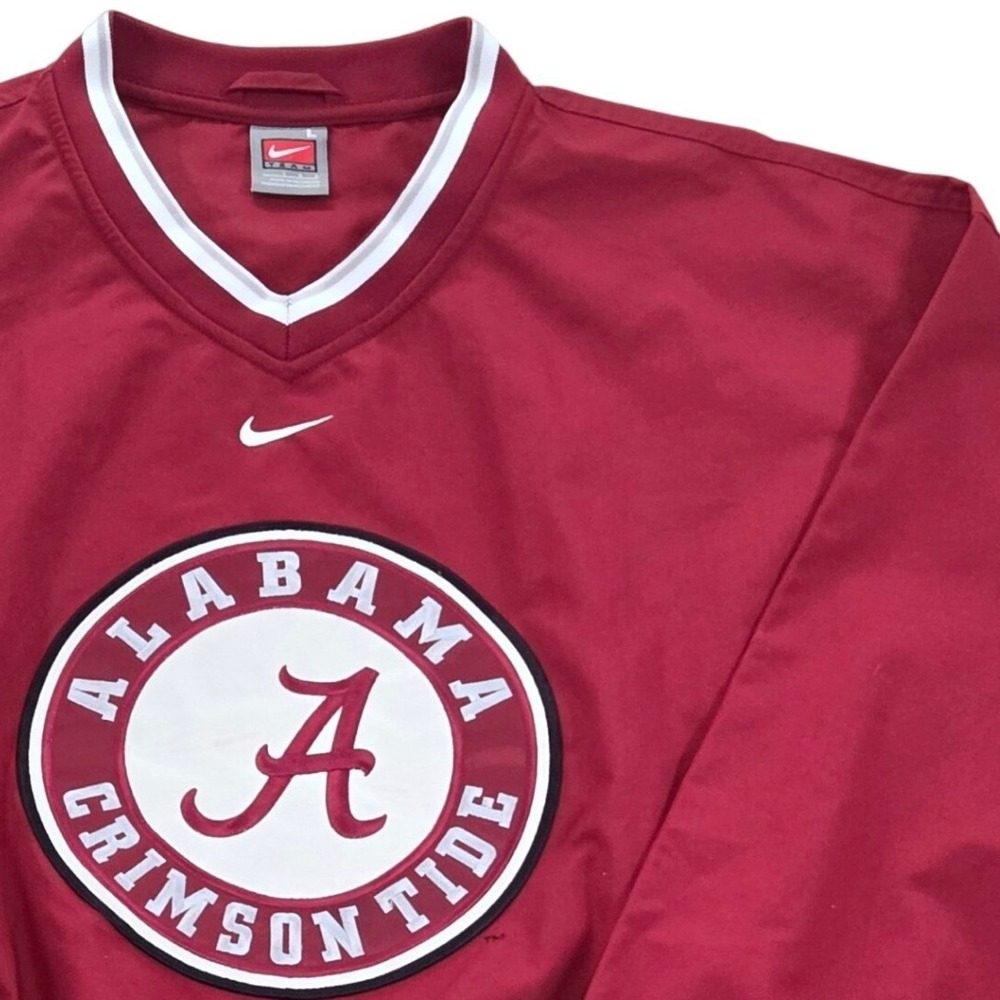 VTG Y2K Nike Alabama‎ Crimson Tide Pullover Jacket Team Issue Side Zip Mens L
